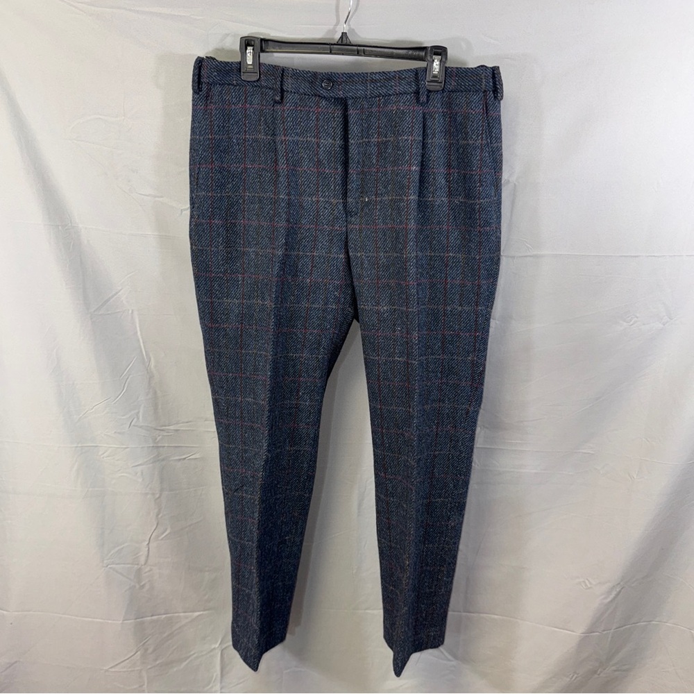 Peter Christian Harris Tweed Pants Mens 38x29 Wool Windowpane Lined Scotland